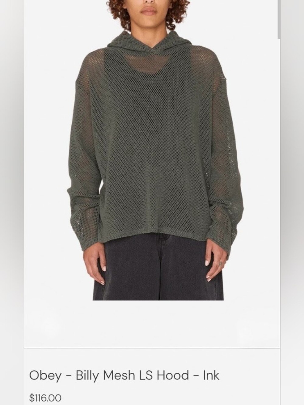 Obey Billy Grey Mesh Hoodie XS